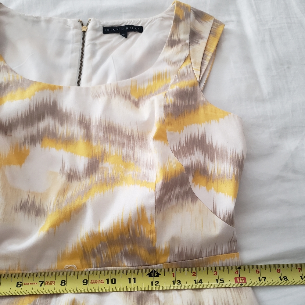 Antonio Melani dress with ikat yellow grey pattern size 10 - Picture 6 of 6